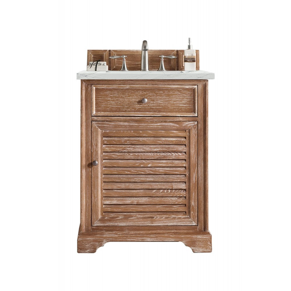 Savannah 26" Single Vanity, Driftwood, w/ 3 CM Ethereal Noctis Quartz Top