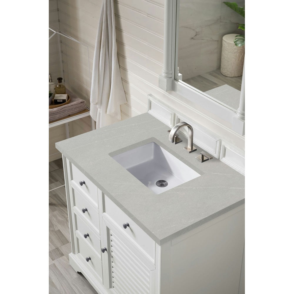 Savannah 36" Single Vanity, Bright White, w/ 3 CM Eternal Serena Quartz Top