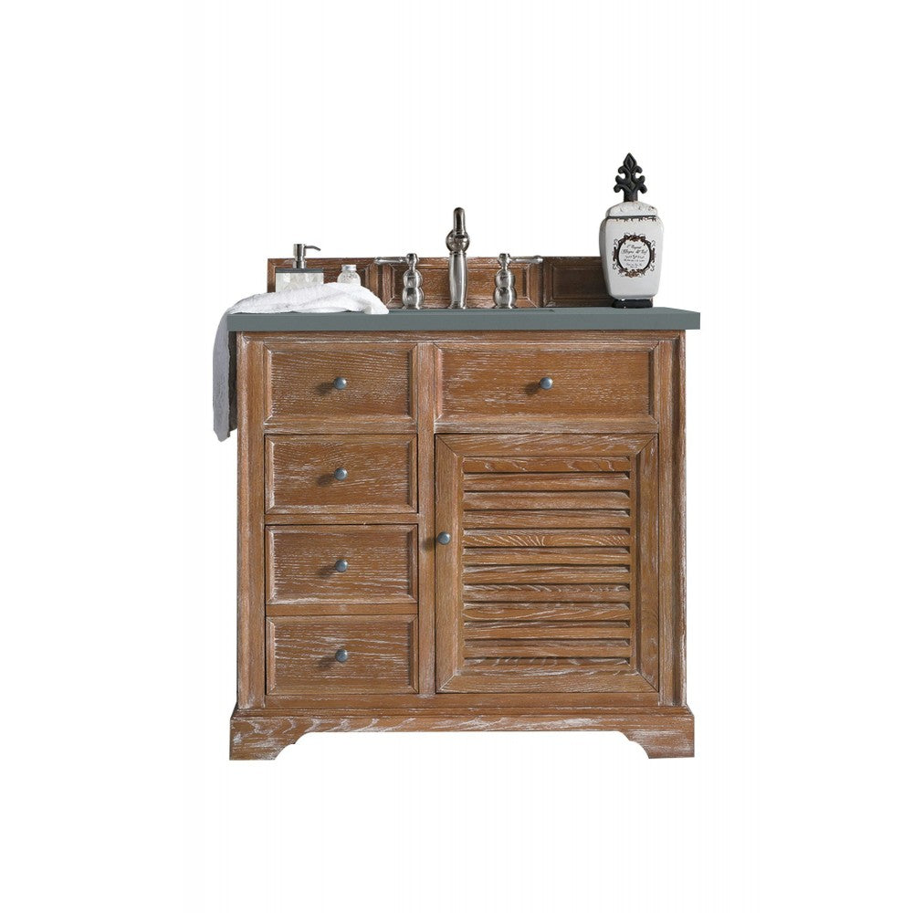 Savannah 36" Single Vanity Cabinet, Driftwood, w/ 3 CM Cala Blue Quartz Top