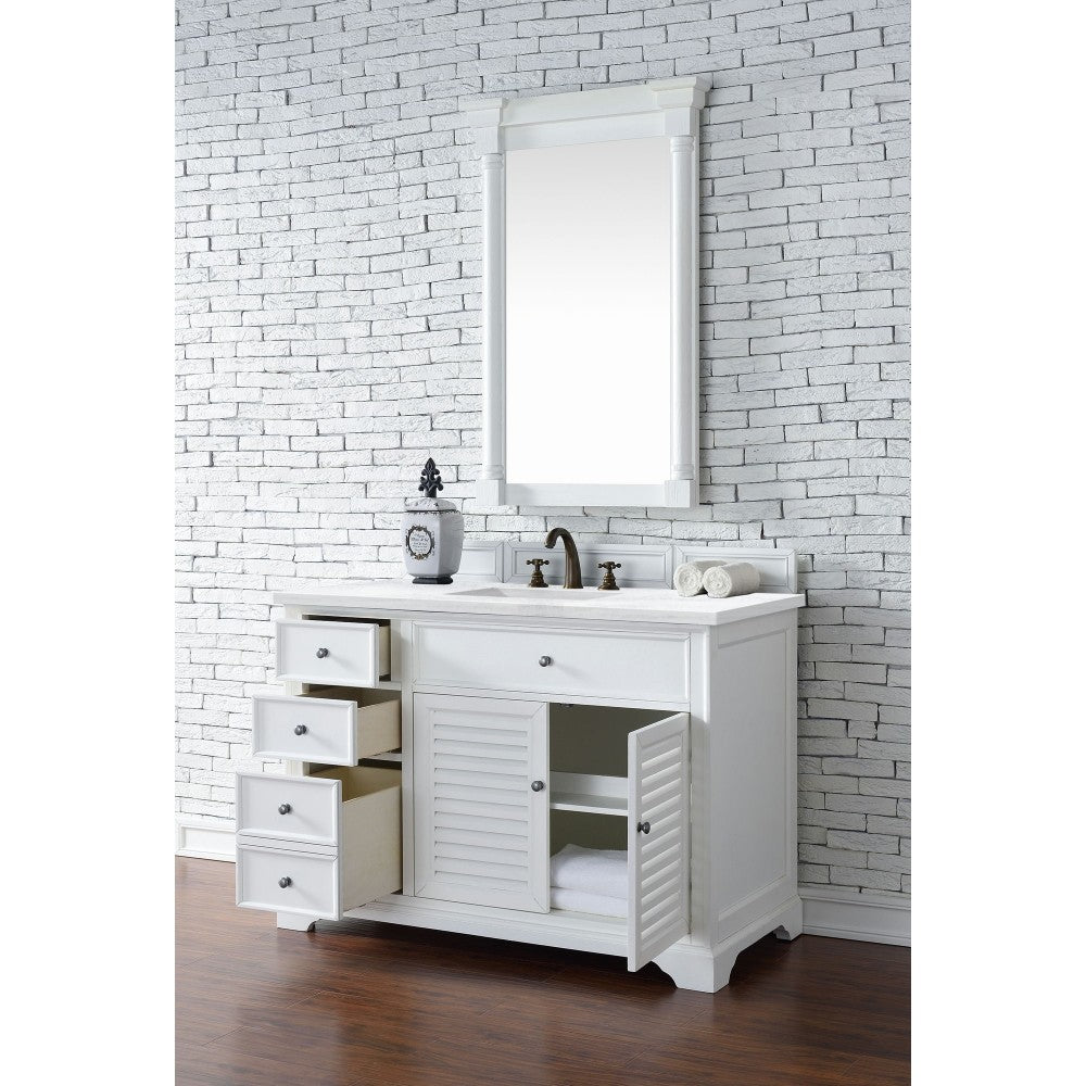 Savannah 48" Bright White Single Vanity w/ 3 CM Arctic Fall Solid Surface Top