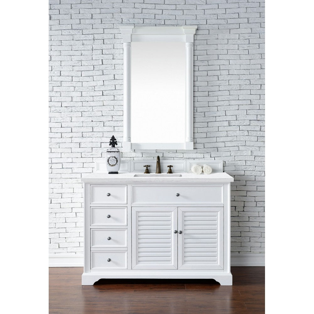 Savannah 48" Bright White Single Vanity w/ 3 CM Arctic Fall Solid Surface Top