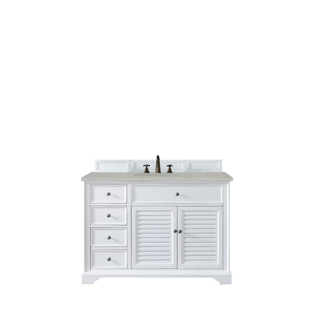 Savannah 48" Single Vanity, Bright White, w/ 3 CM Eternal Serena Quartz Top