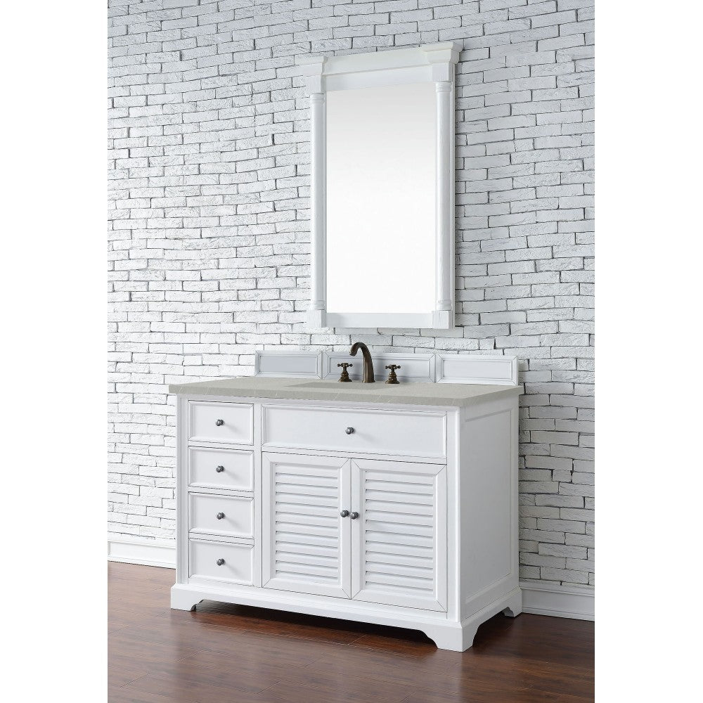 Savannah 48" Single Vanity, Bright White, w/ 3 CM Eternal Serena Quartz Top
