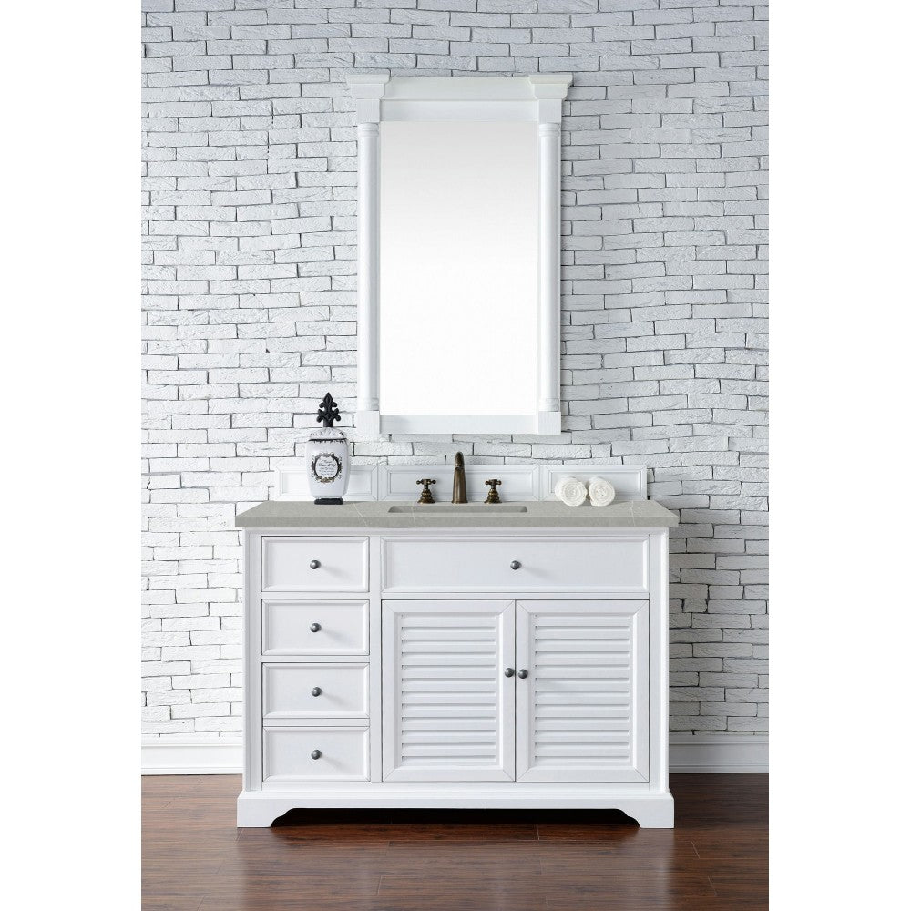 Savannah 48" Single Vanity, Bright White, w/ 3 CM Eternal Serena Quartz Top
