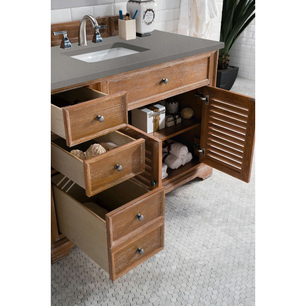 Savannah 48" Single Vanity Cabinet, Driftwood, w/ 3 CM Gray Expo Quartz Top