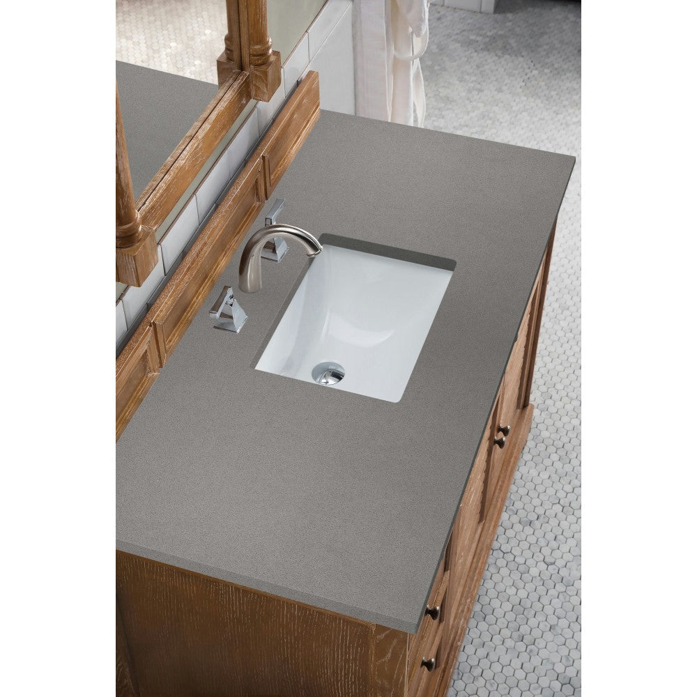 Savannah 48" Single Vanity Cabinet, Driftwood, w/ 3 CM Gray Expo Quartz Top