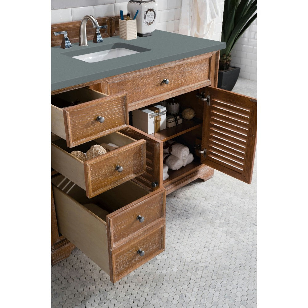 Savannah 48" Single Vanity Cabinet, Driftwood, w/ 3 CM Cala Blue Quartz Top