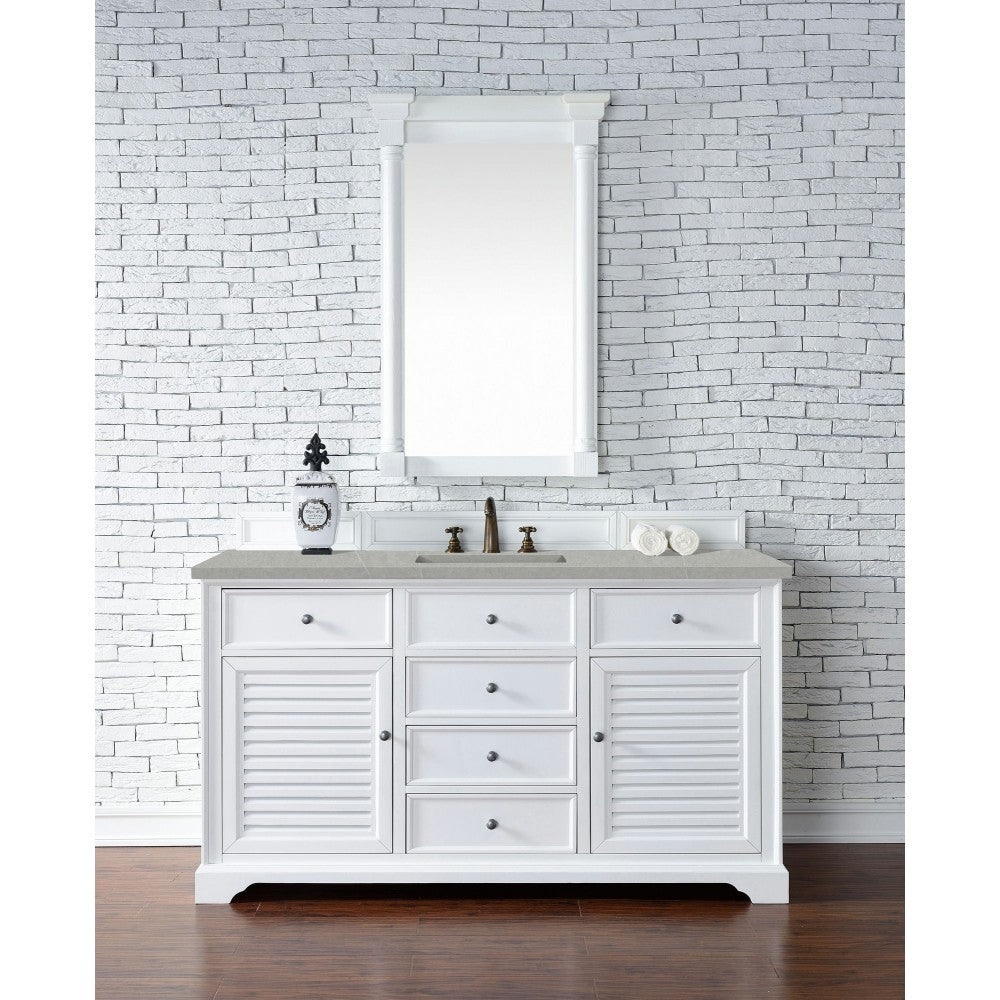 Savannah 60" Single Vanity, Bright White, w/ 3 CM Eternal Serena Quartz Top