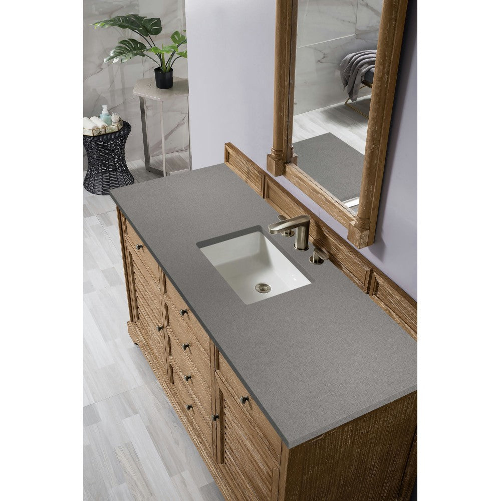 Savannah 60" Single Vanity Cabinet, Driftwood, w/ 3 CM Gray Expo Quartz Top
