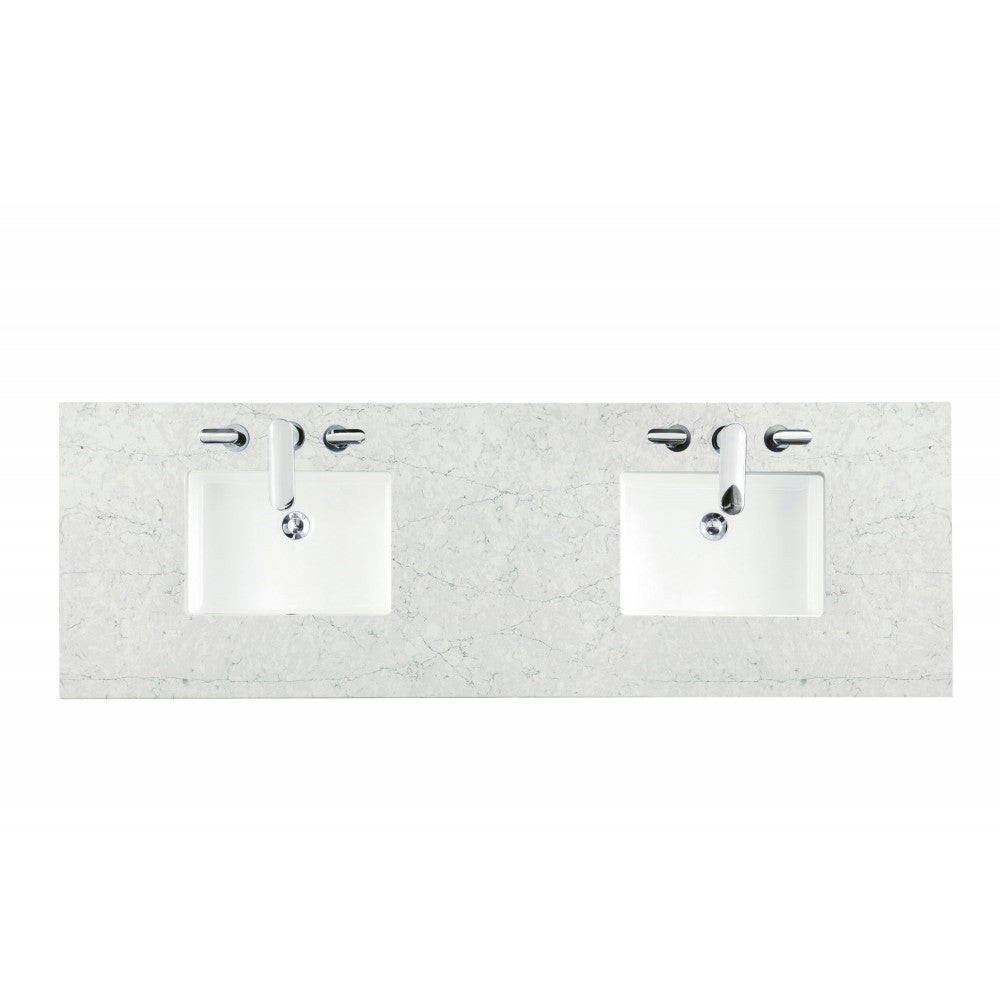 Savannah 72" Double Vanity Bright White w/ 3 CM Eternal Jasmine Pearl Quartz Top