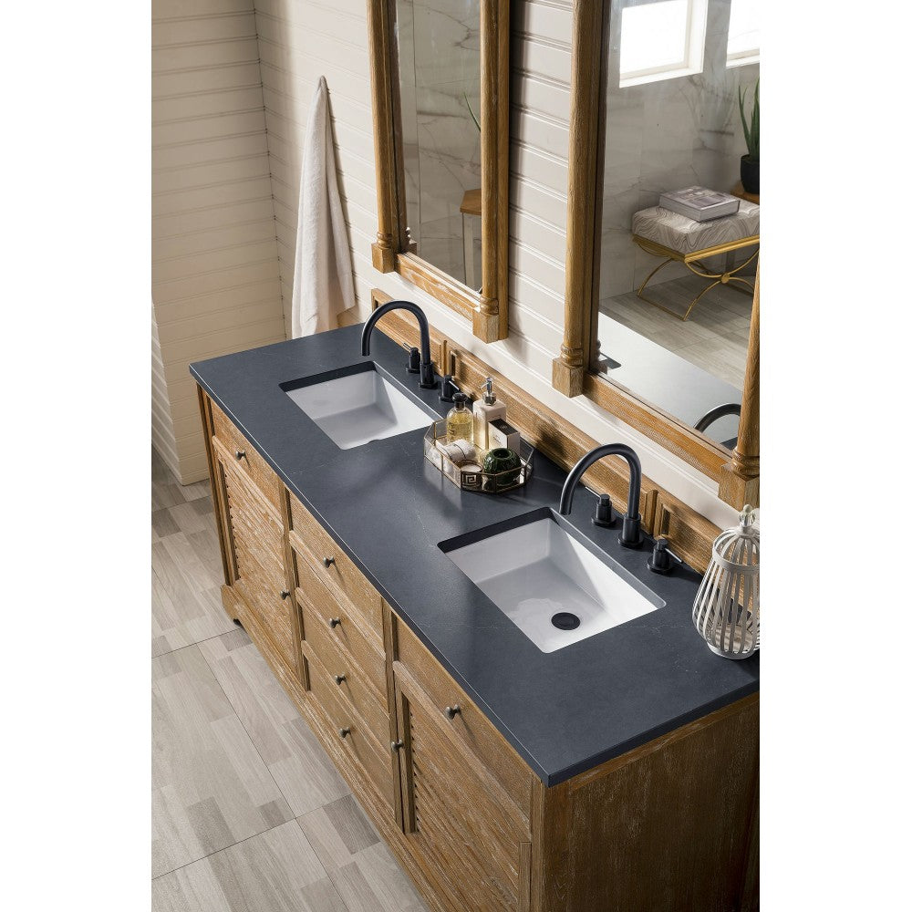 Savannah 72" Double Vanity, Driftwood, w/ 3 CM Charcoal Soapstone Quartz Top