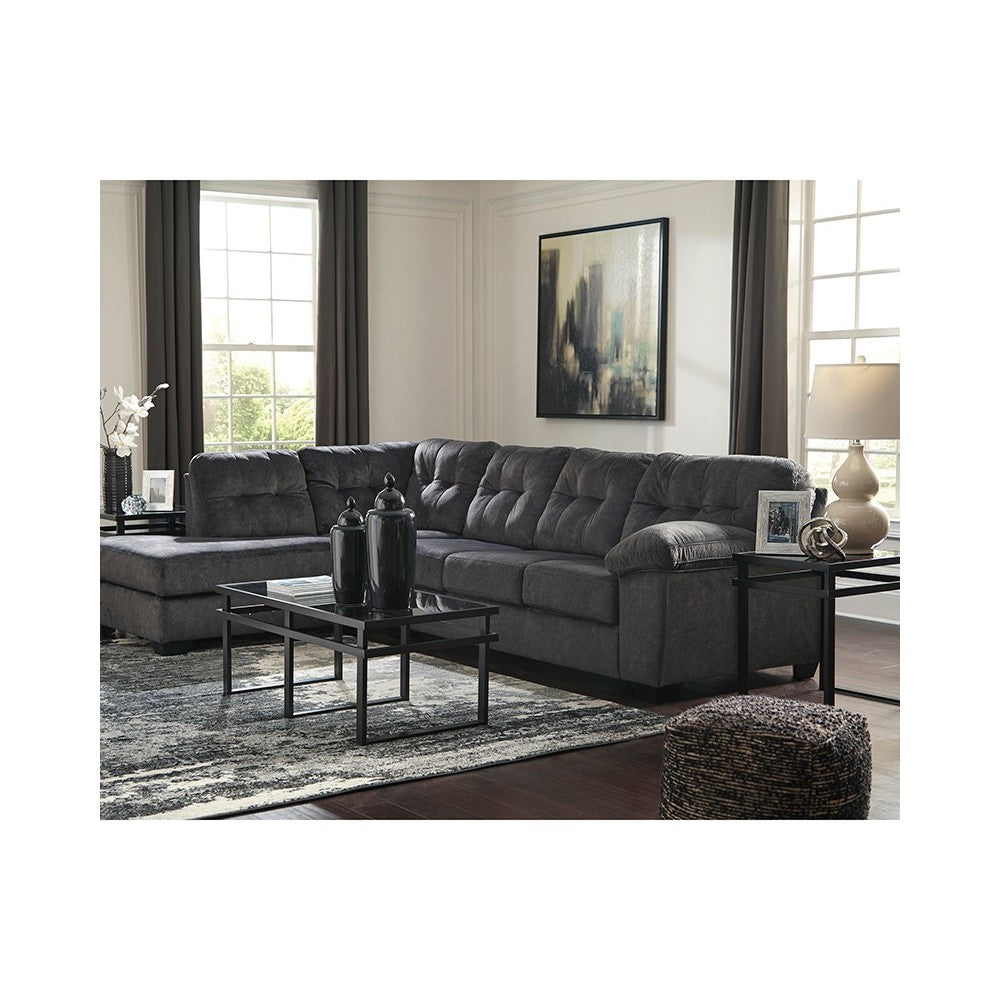Signature Design by Ashley Accrington 2-Piece Right Side Facing Sofa Sectional in Granite Microfiber