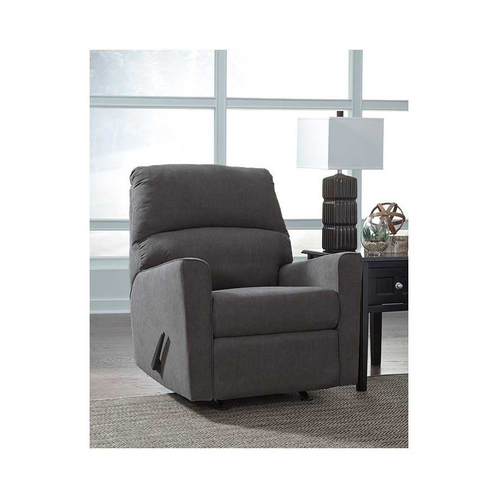 Signature Design by Ashley Alenya Rocker Recliner in Charcoal Microfiber