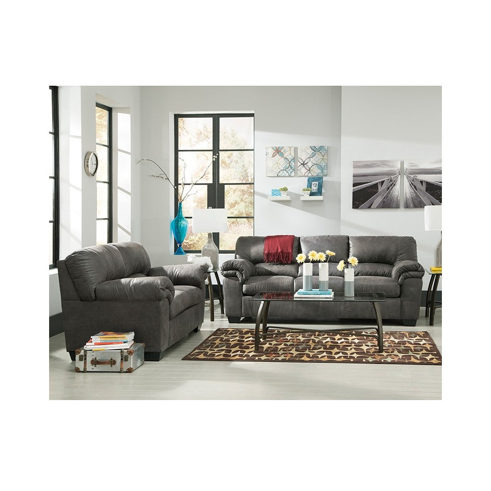 Signature Design by Ashley Bladen Living Room Set in Slate Faux Leather