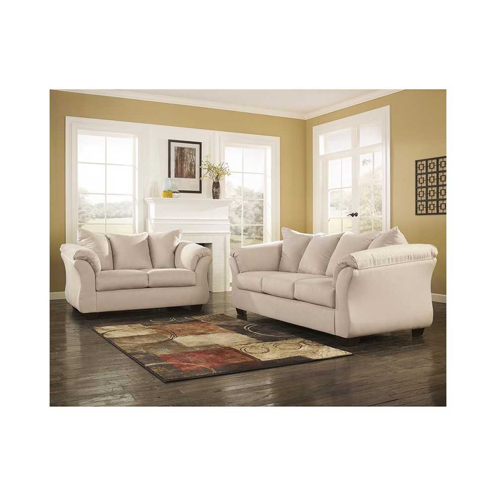 Signature Design by Ashley Darcy Living Room Set in Stone Microfiber