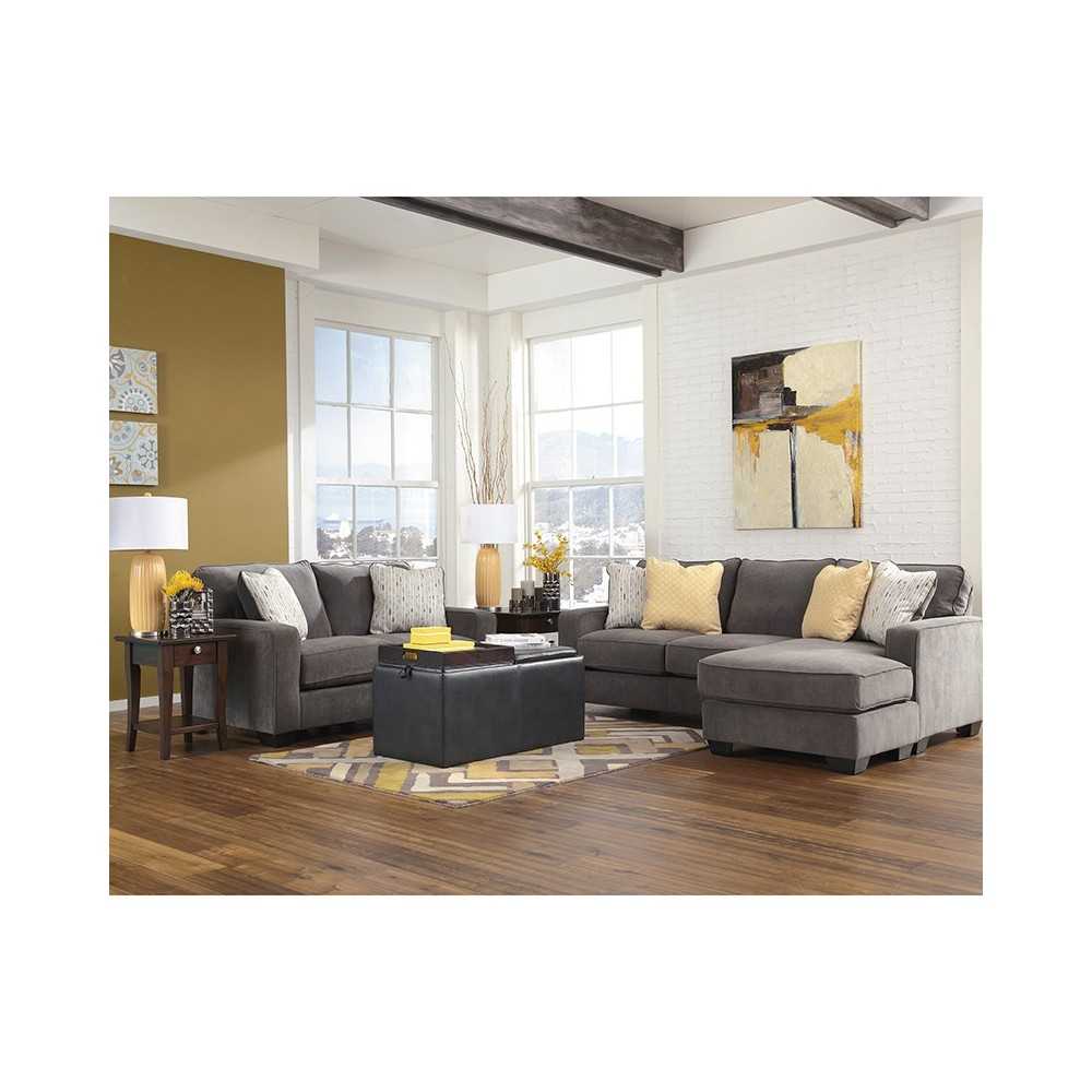 Signature Design by Ashley Hodan Living Room Set in Marble Microfiber