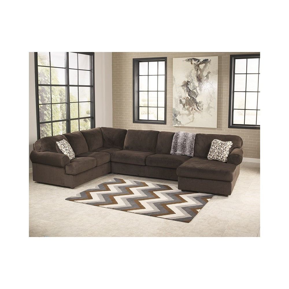 Signature Design by Ashley Jessa Place 3-Piece Left Side Facing Sofa Sectional in Chocolate Fabric