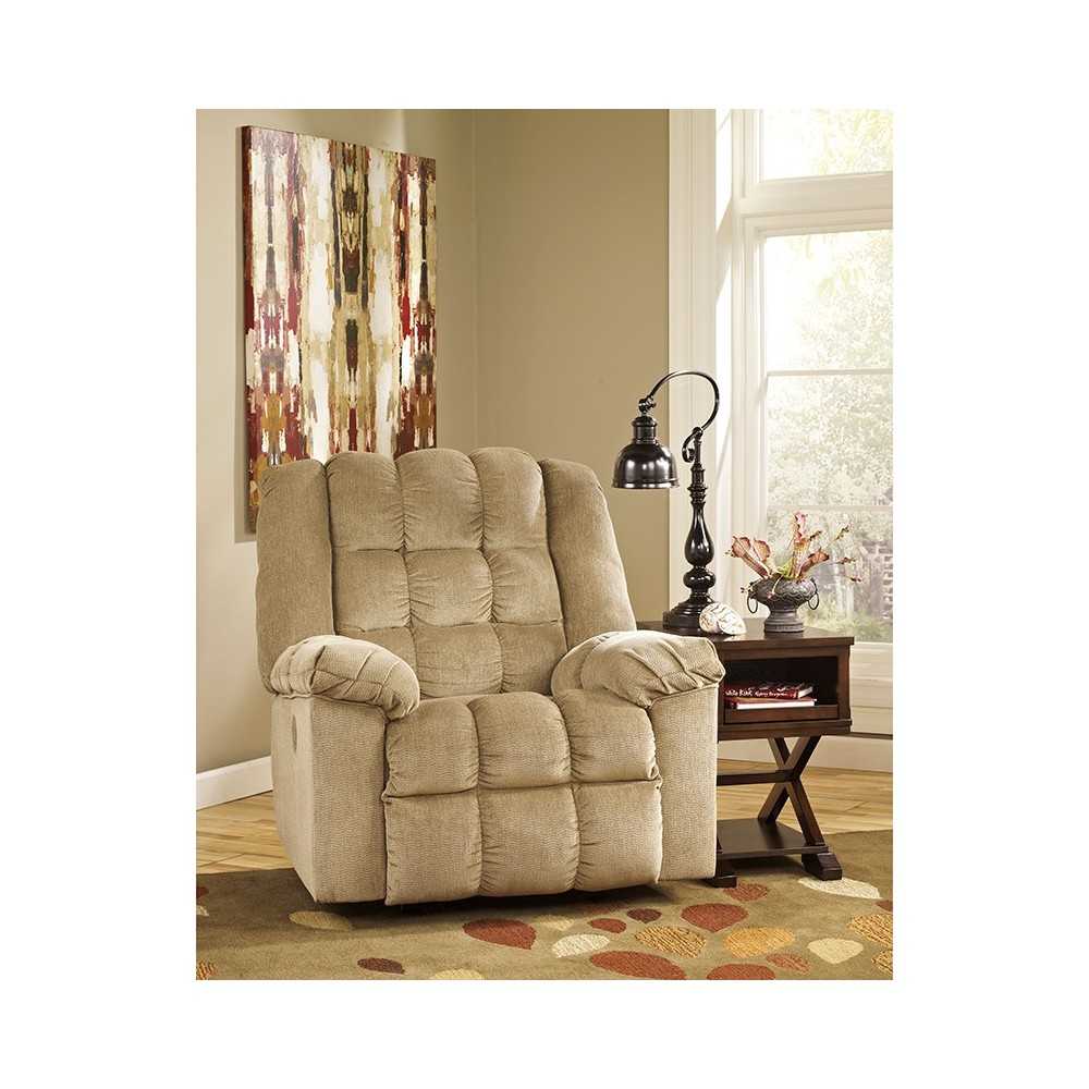 Signature Design by Ashley Ludden Power Rocker Recliner in Sand Twill