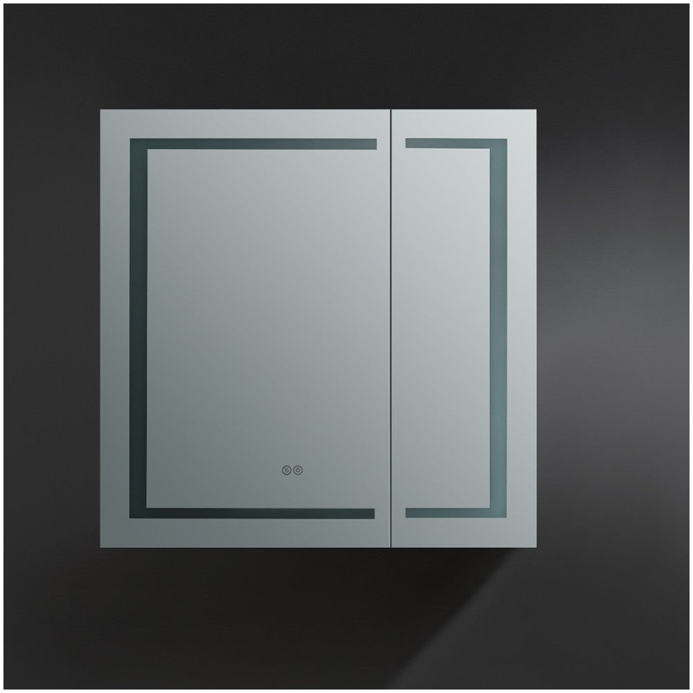 Spazio 36" Wide x 36" Tall Bathroom Medicine Cabinet w/ LED Lighting & Defogger