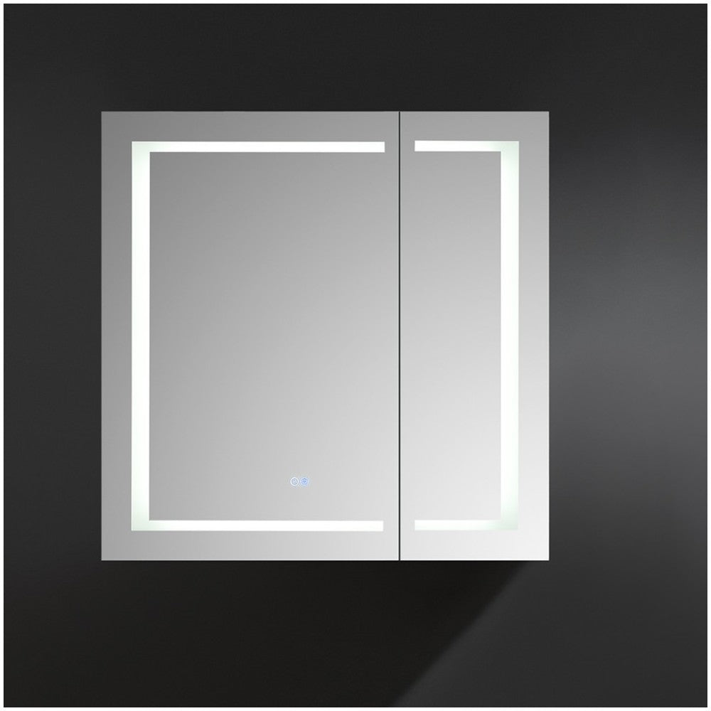Spazio 36" Wide x 36" Tall Bathroom Medicine Cabinet w/ LED Lighting & Defogger