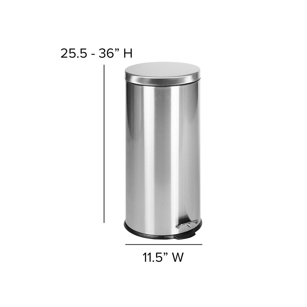 Stainless Steel Fingerprint Resistant Soft Close, Step Trash Can - 30L (7.9 Gallons)