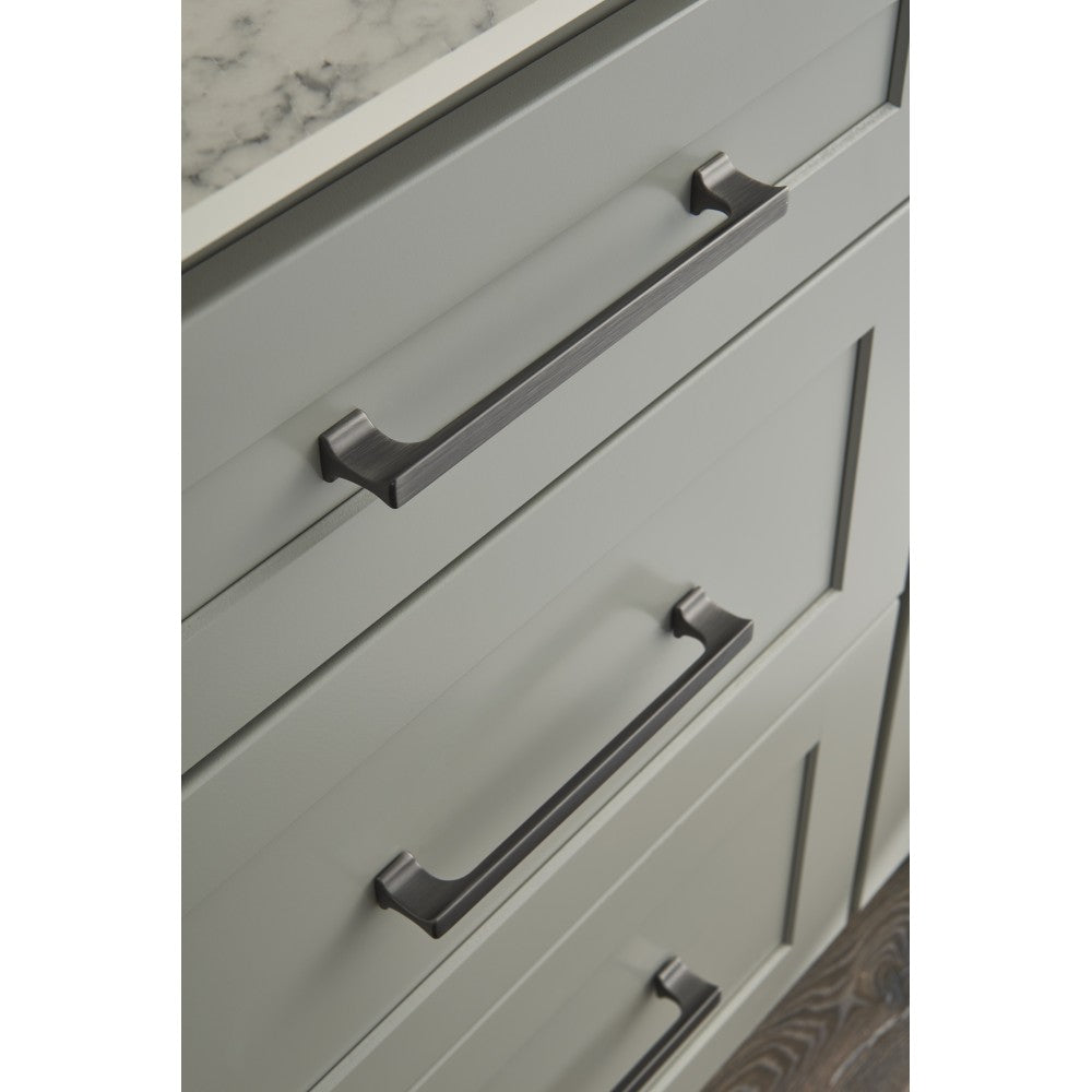 36" White Katara Vanity, left offset, White Carrara Marble Vanity Top, undermount rectangle bowl