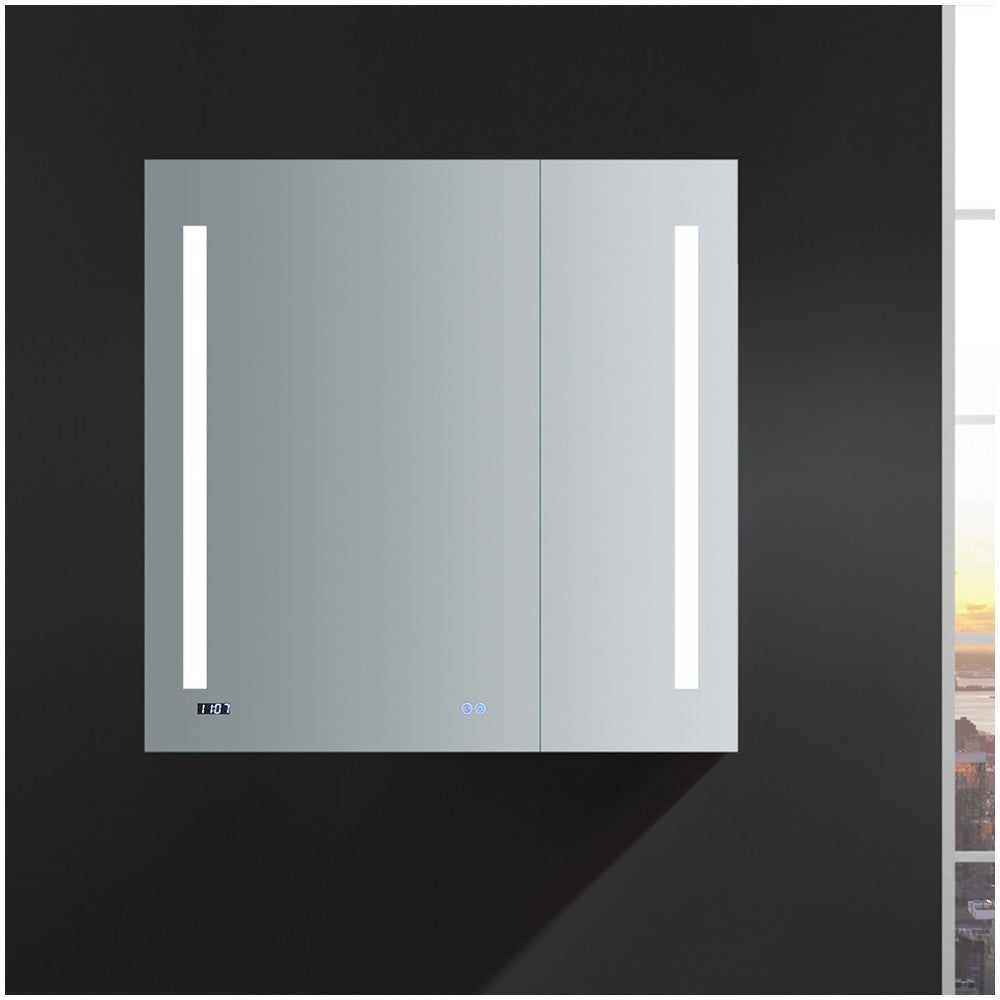 Tiempo 36" Wide x 36" Tall Bathroom Medicine Cabinet w/ LED Lighting & Defogger