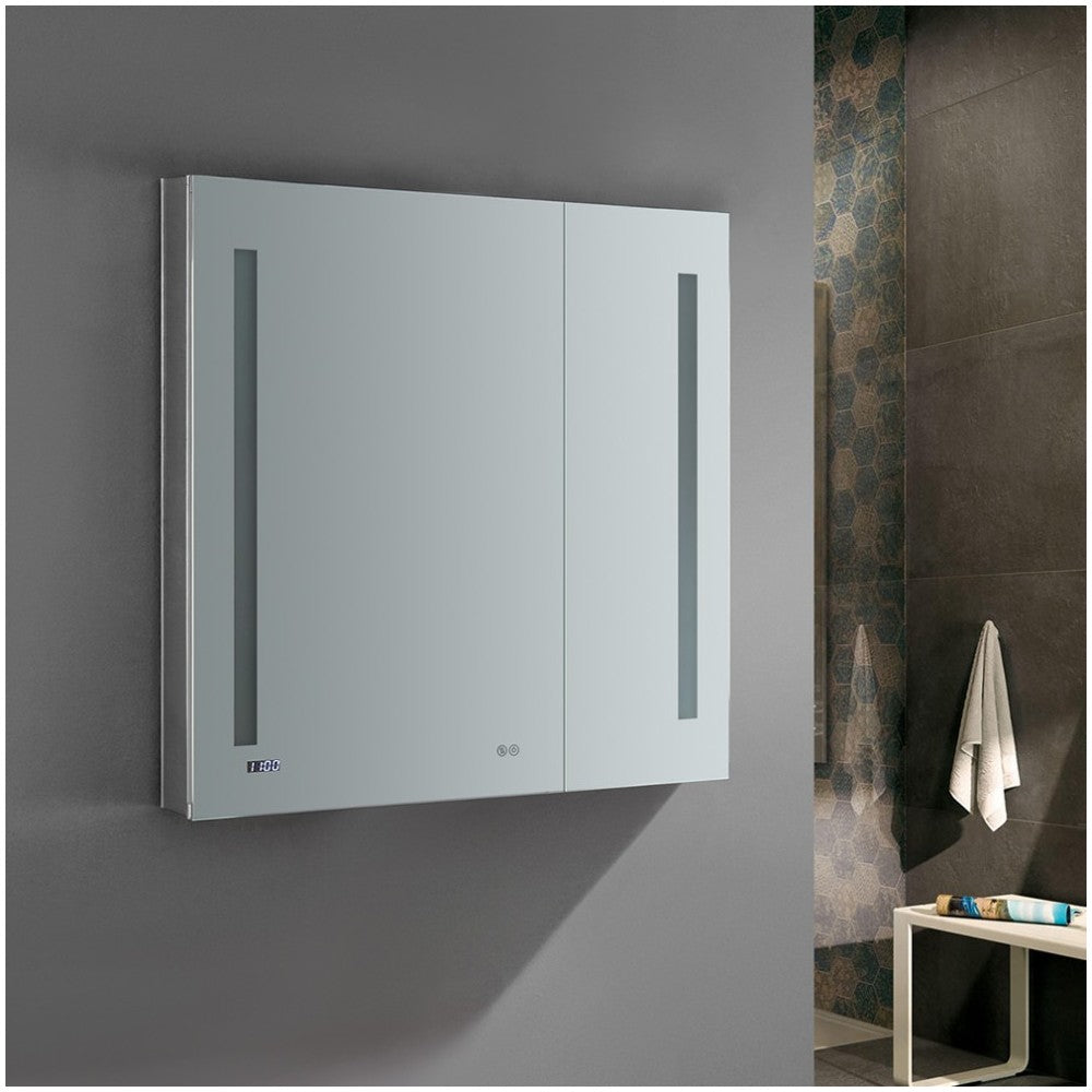 Tiempo 36" Wide x 36" Tall Bathroom Medicine Cabinet w/ LED Lighting & Defogger