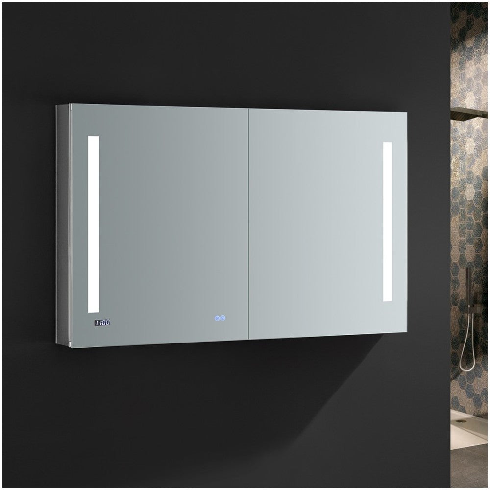 Tiempo 48" Wide x 30" Tall Bathroom Medicine Cabinet w/ LED Lighting & Defogger