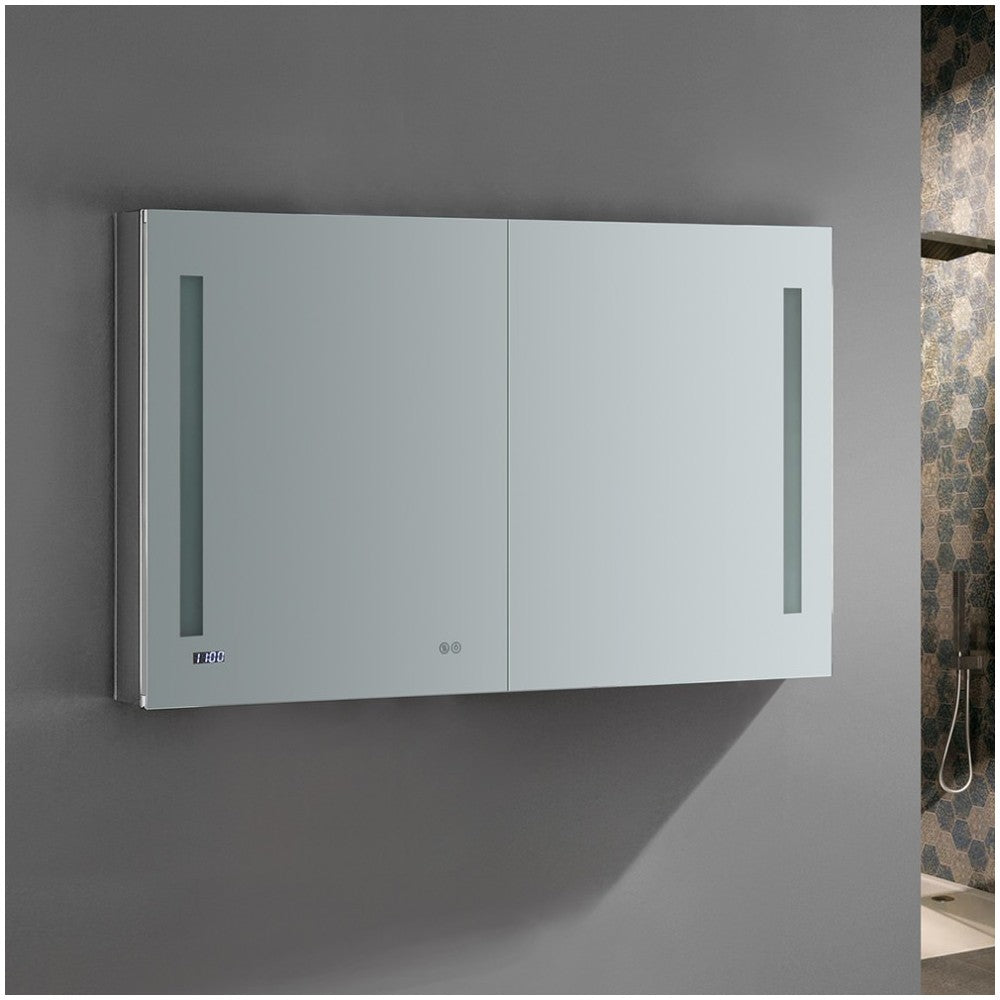Tiempo 48" Wide x 30" Tall Bathroom Medicine Cabinet w/ LED Lighting & Defogger