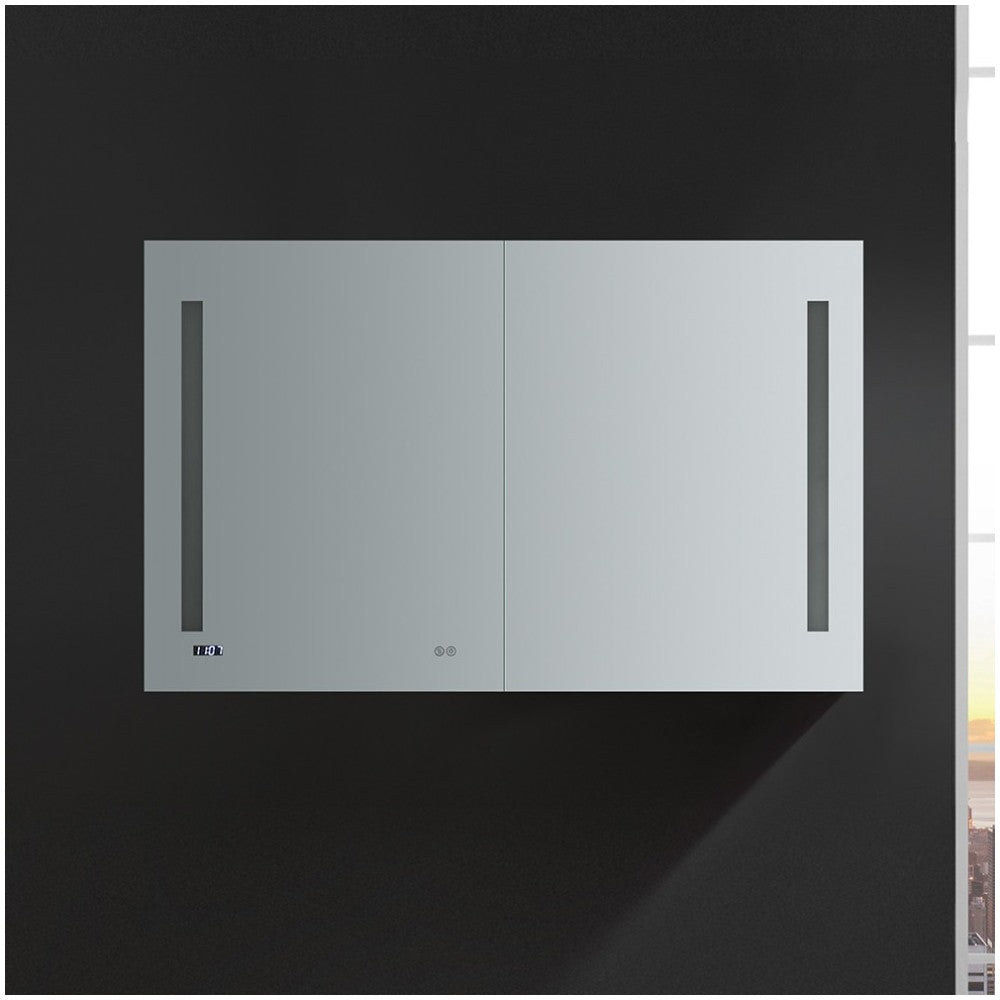 Tiempo 48" Wide x 30" Tall Bathroom Medicine Cabinet w/ LED Lighting & Defogger