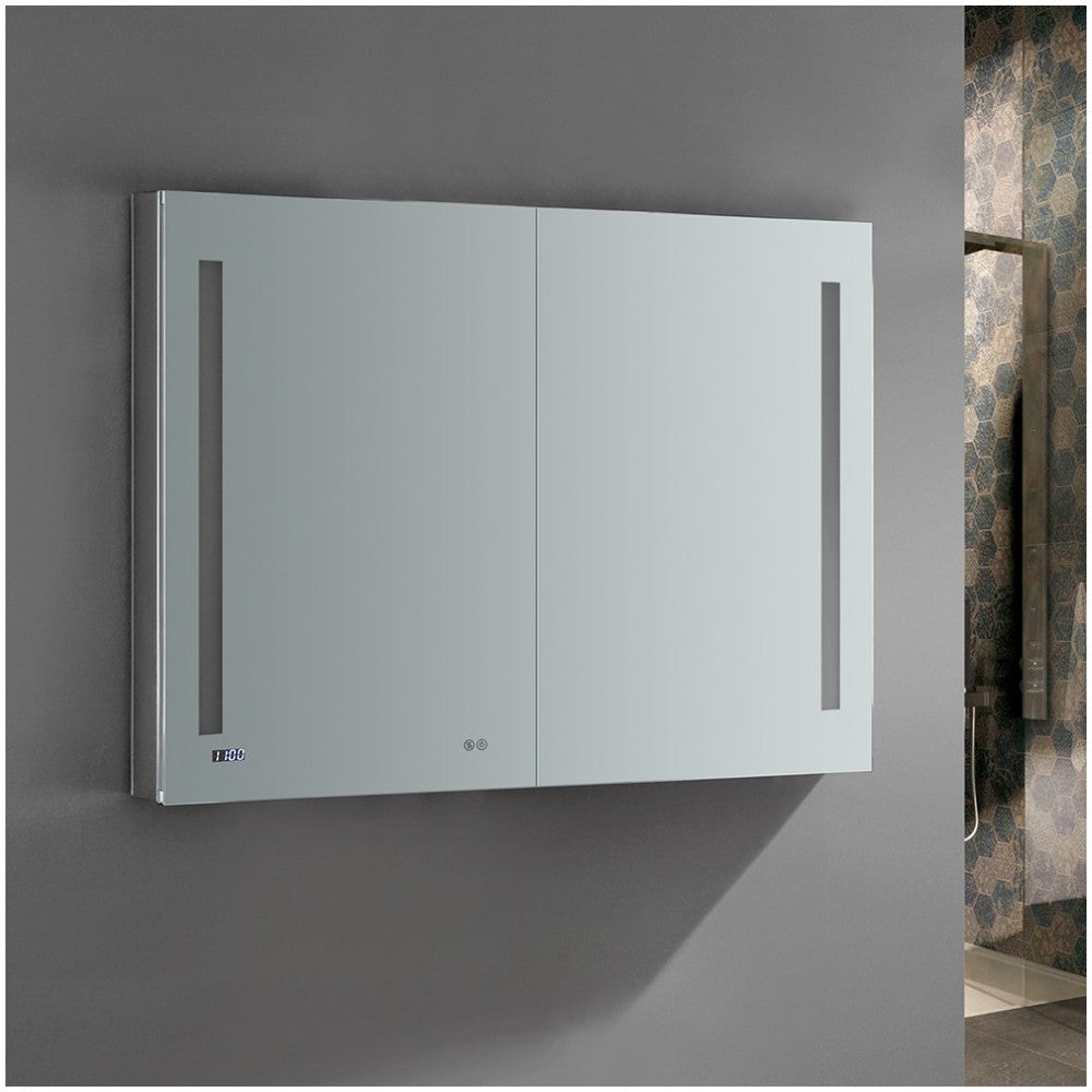 Tiempo 48" Wide x 36" Tall Bathroom Medicine Cabinet w/ LED Lighting & Defogger