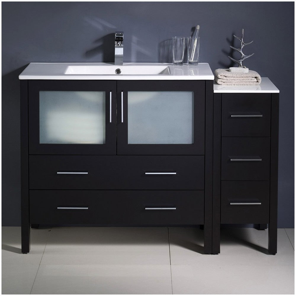 Torino 48" Espresso Modern Bathroom Cabinets w/ Integrated Sink, FCB62-3612ES-I