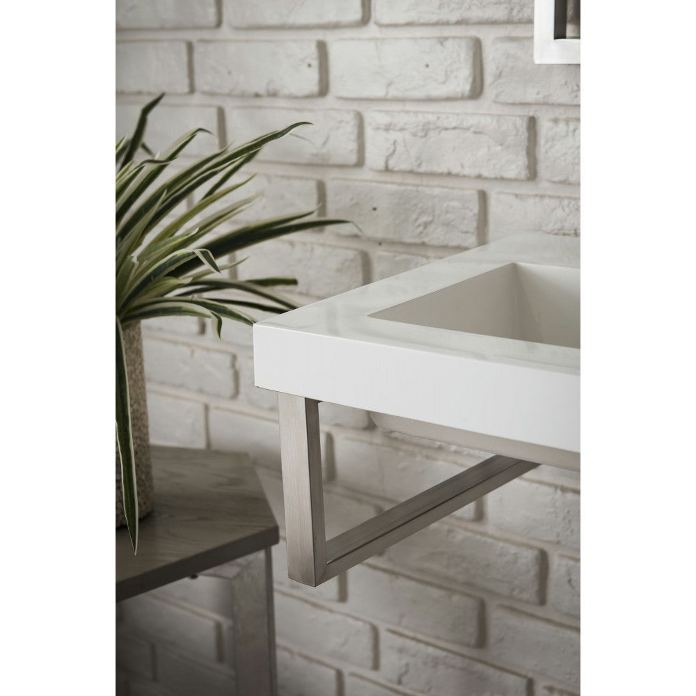 Two Boston 15 1/4" Wall Brackets Brushed Nickel w/31.5" White Composite Top