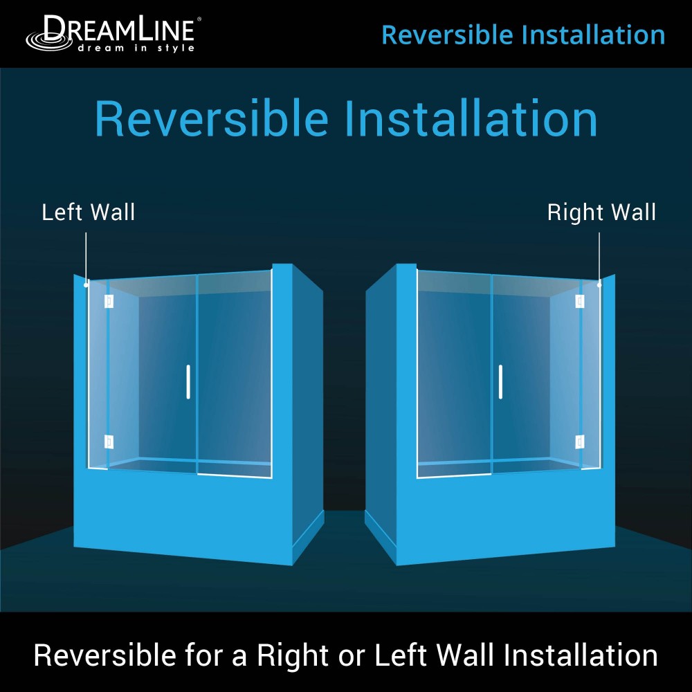 Unidoor-X 58-58 1/2 in. W x 58 in. H Frameless Hinged Tub Door in Brushed Nickel