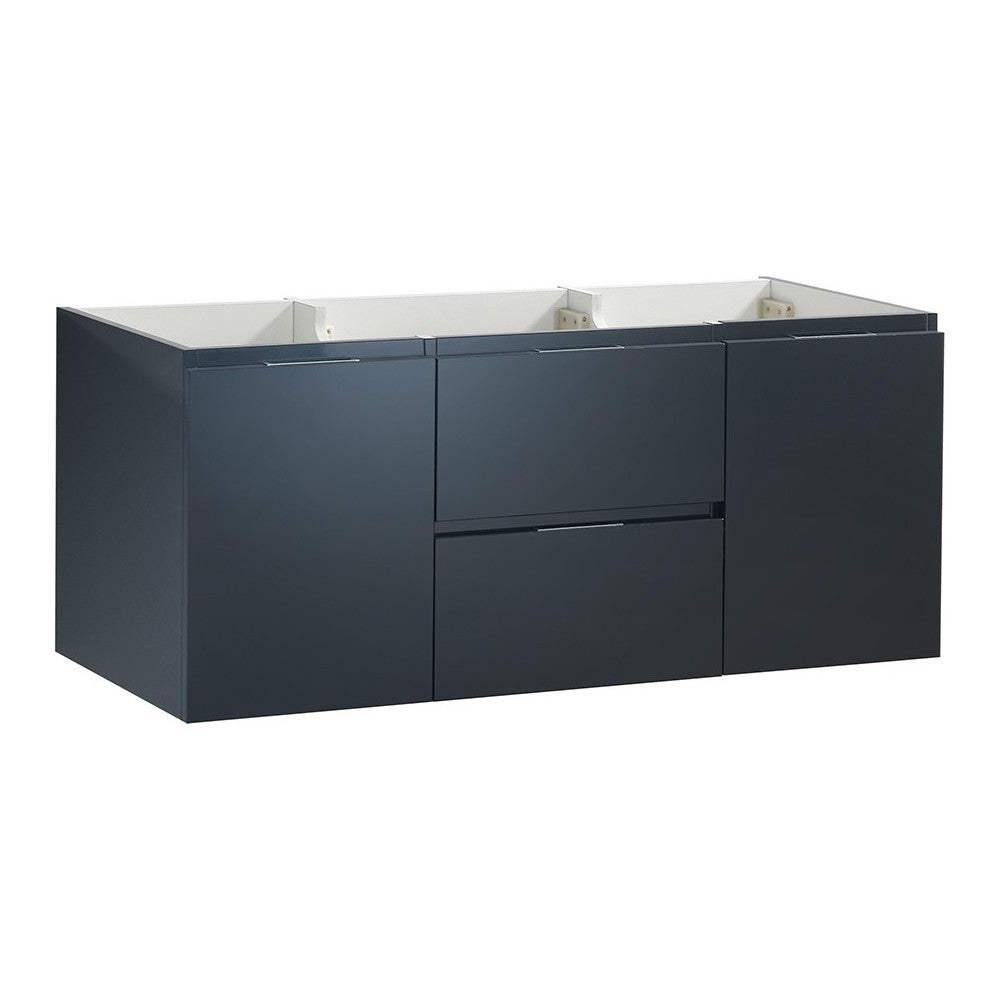 Valencia 48" Dark Slate Gray Wall Hung Double Sink Modern Bathroom Cabinet