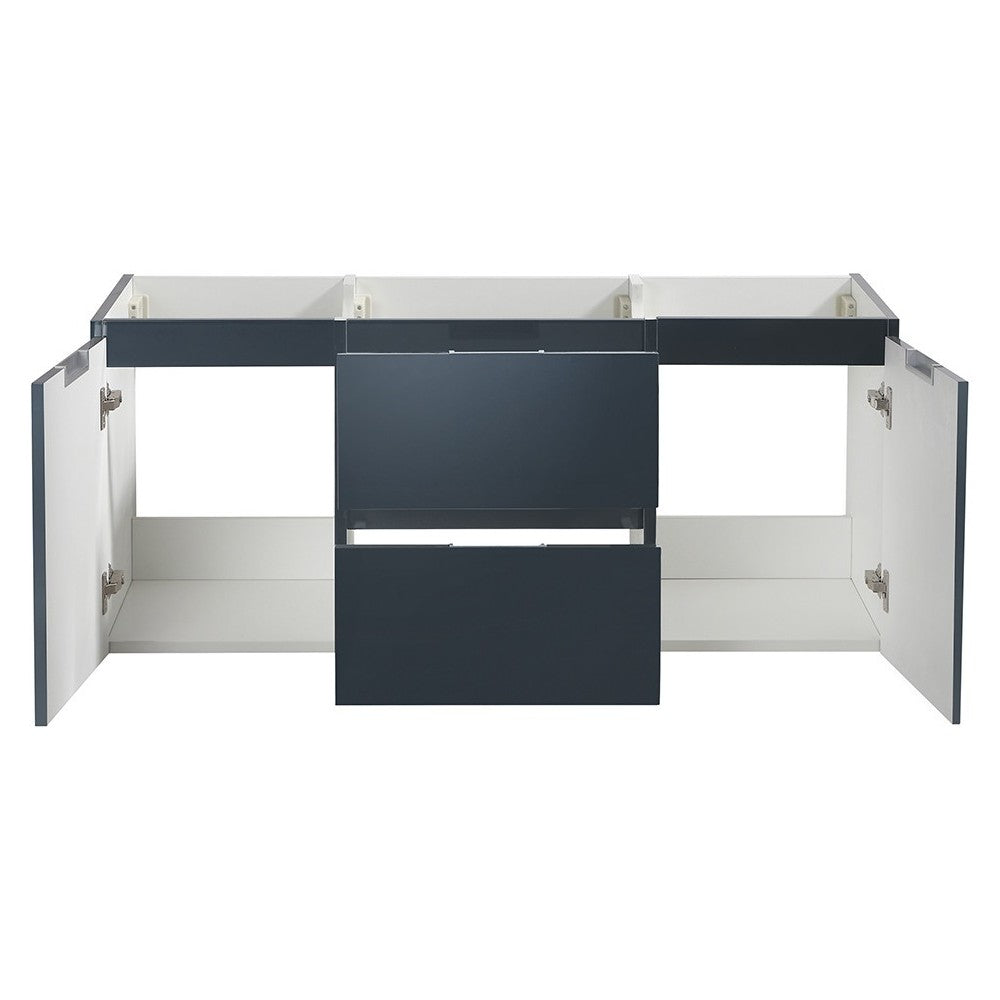 Valencia 48" Dark Slate Gray Wall Hung Double Sink Modern Bathroom Cabinet