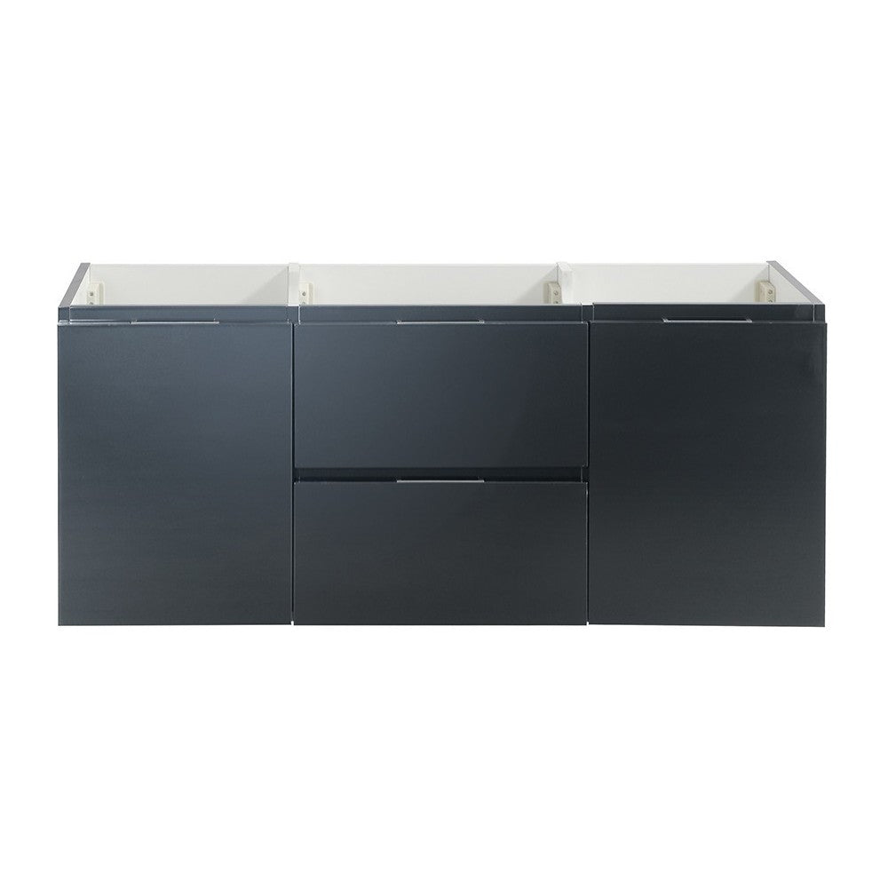 Valencia 48" Dark Slate Gray Wall Hung Double Sink Modern Bathroom Cabinet