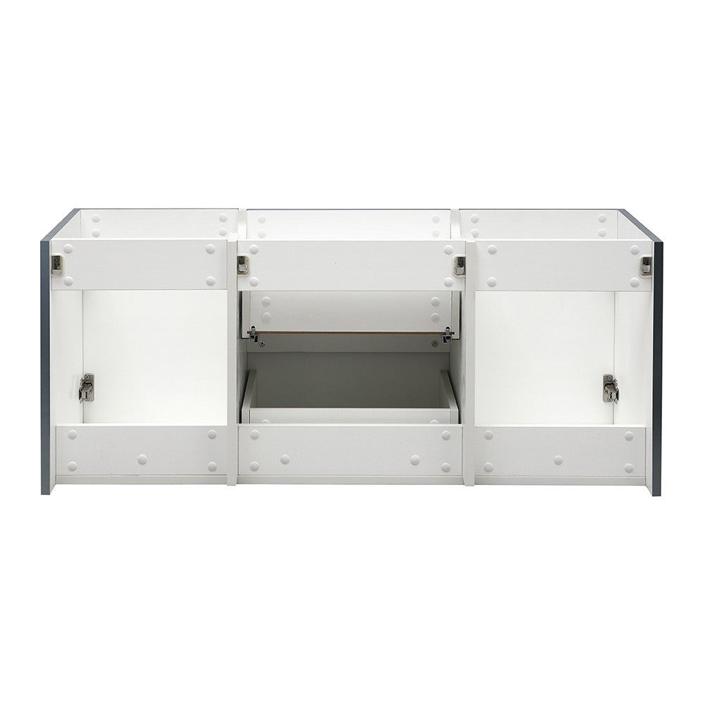 Valencia 48" Dark Slate Gray Wall Hung Double Sink Modern Bathroom Cabinet