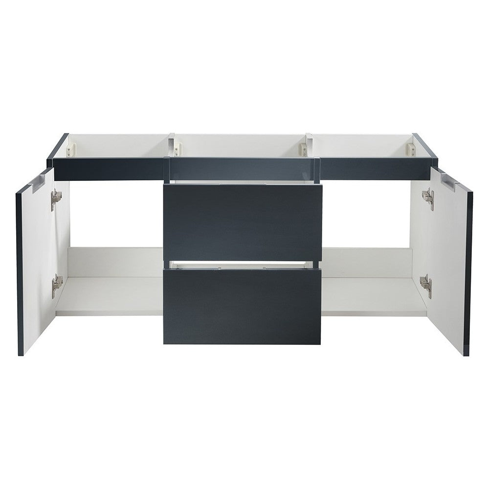 Valencia 48" Dark Slate Gray Wall Hung Single Sink Modern Bathroom Cabinet