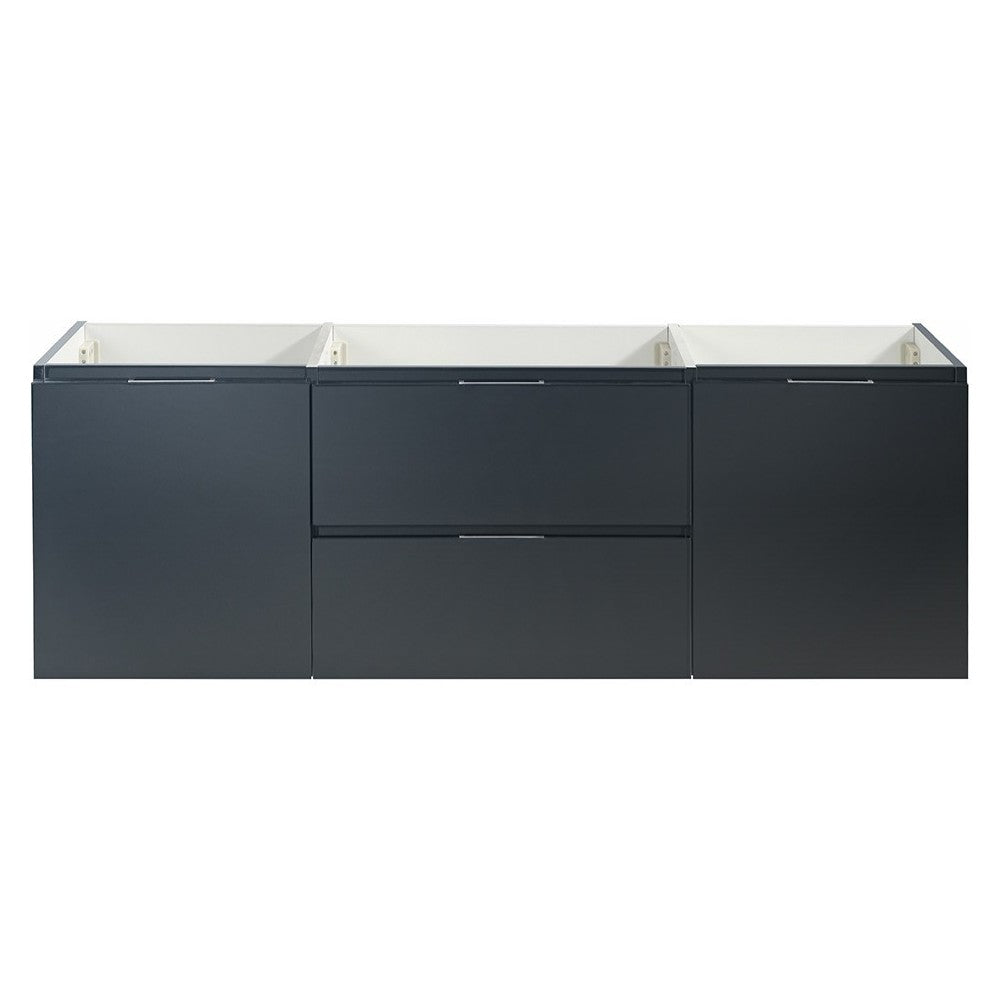 Valencia 60" Dark Slate Gray Wall Hung Double Sink Modern Bathroom Cabinet
