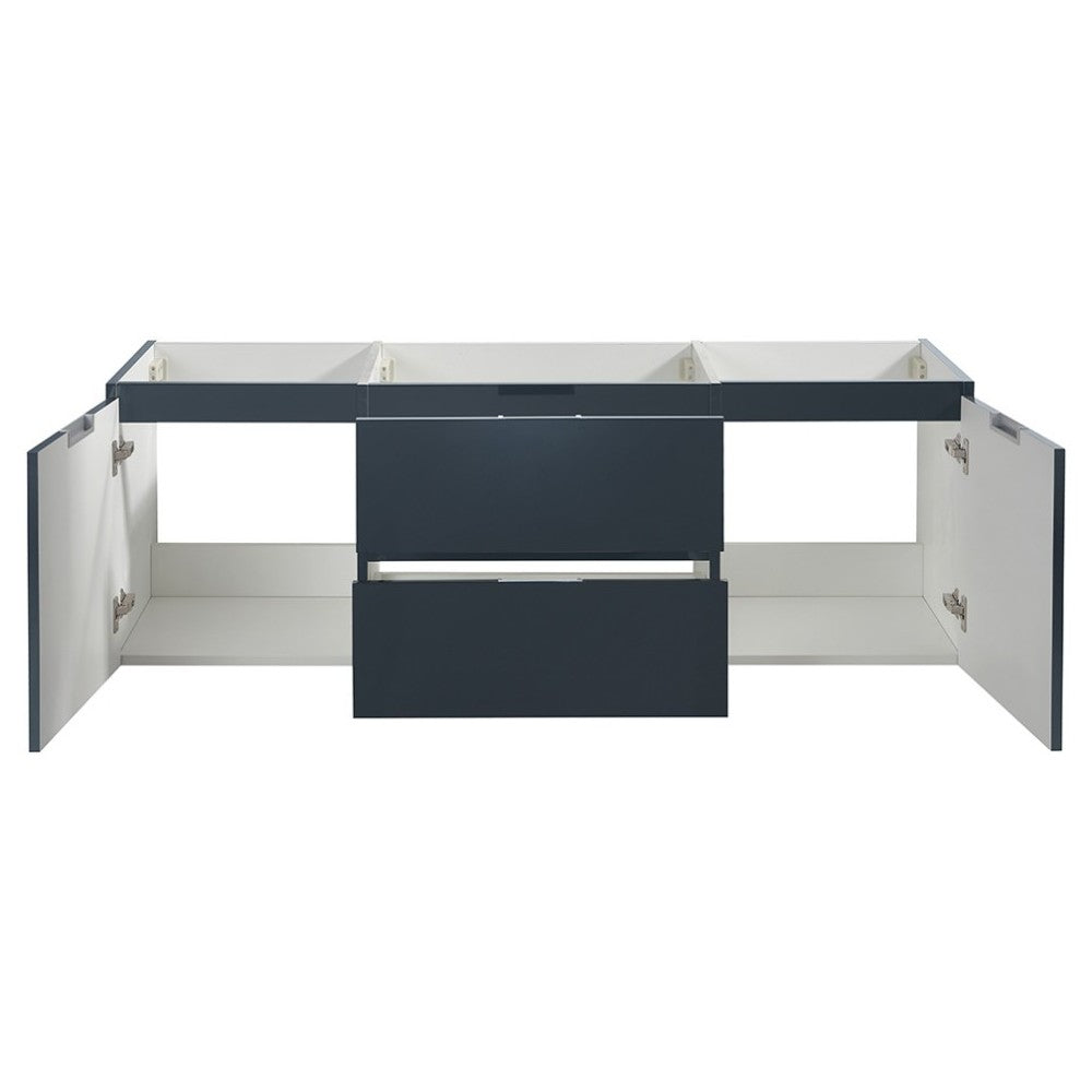 Valencia 60" Dark Slate Gray Wall Hung Double Sink Modern Bathroom Cabinet