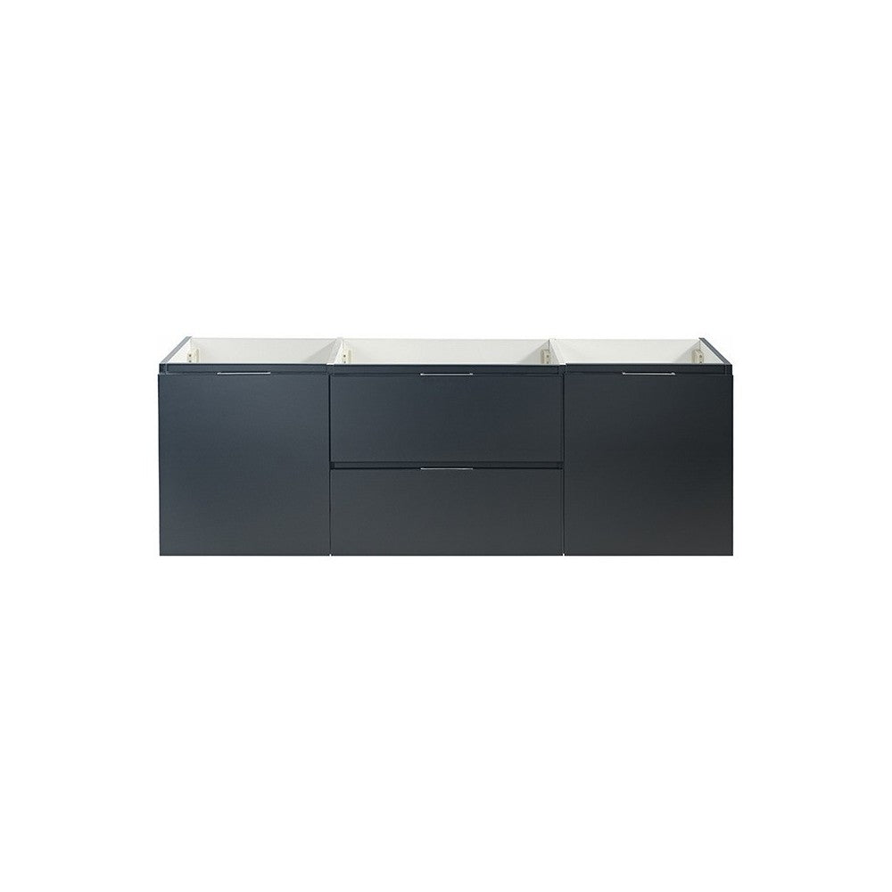 Valencia 60" Dark Slate Gray Wall Hung Single Sink Modern Bathroom Cabinet
