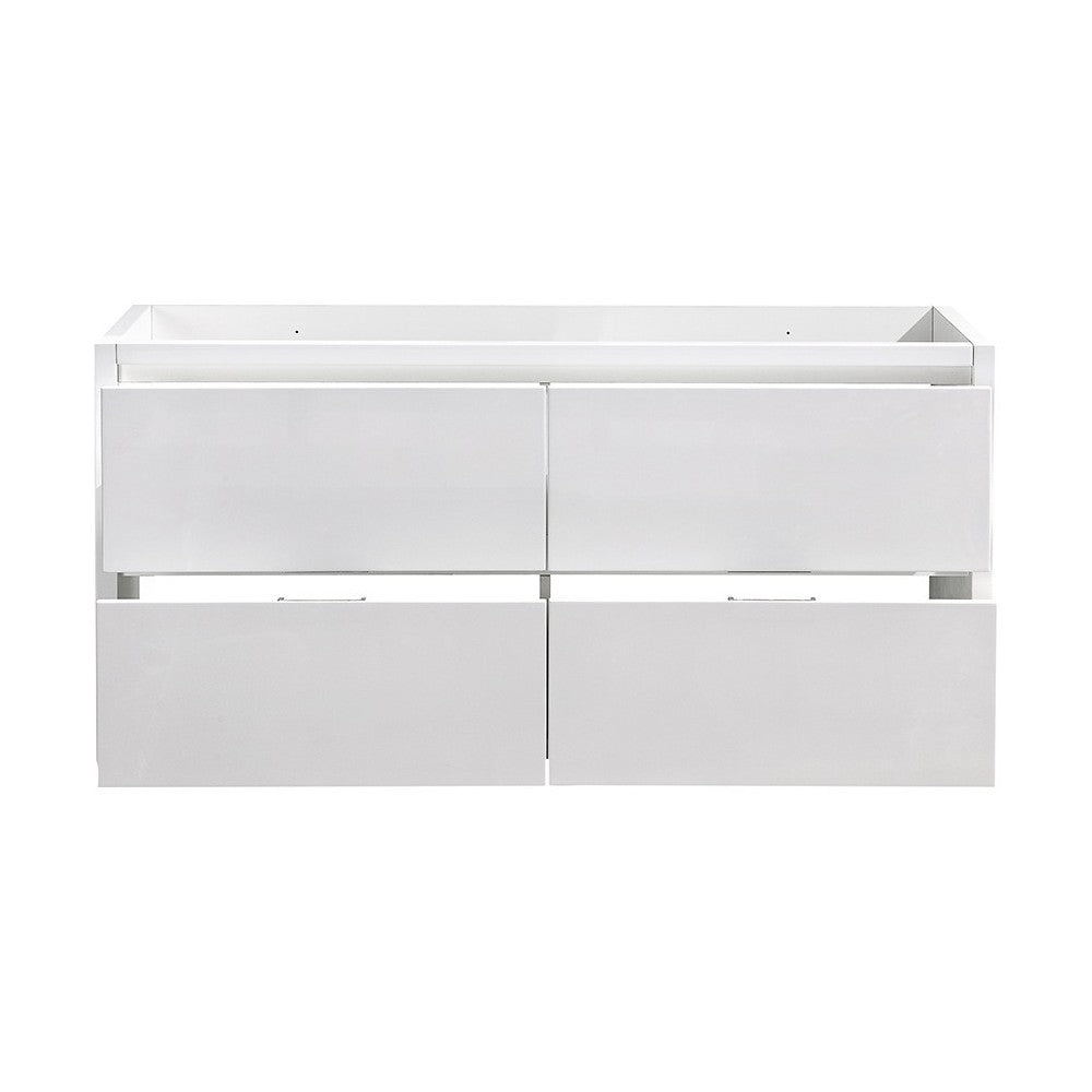 Valencia 60" Glossy White Free Standing Double Sink Modern Bathroom Cabinet