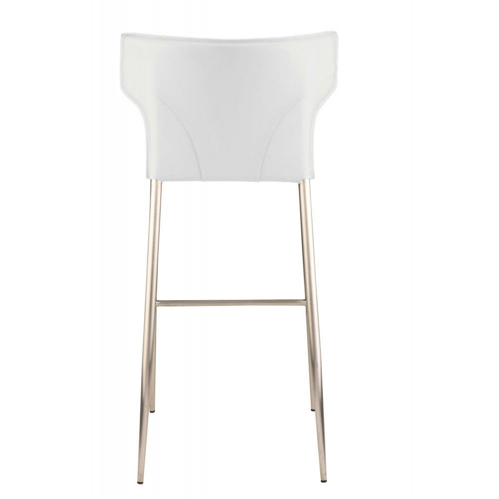 Wayne White Leather Bar Stool, HGND141