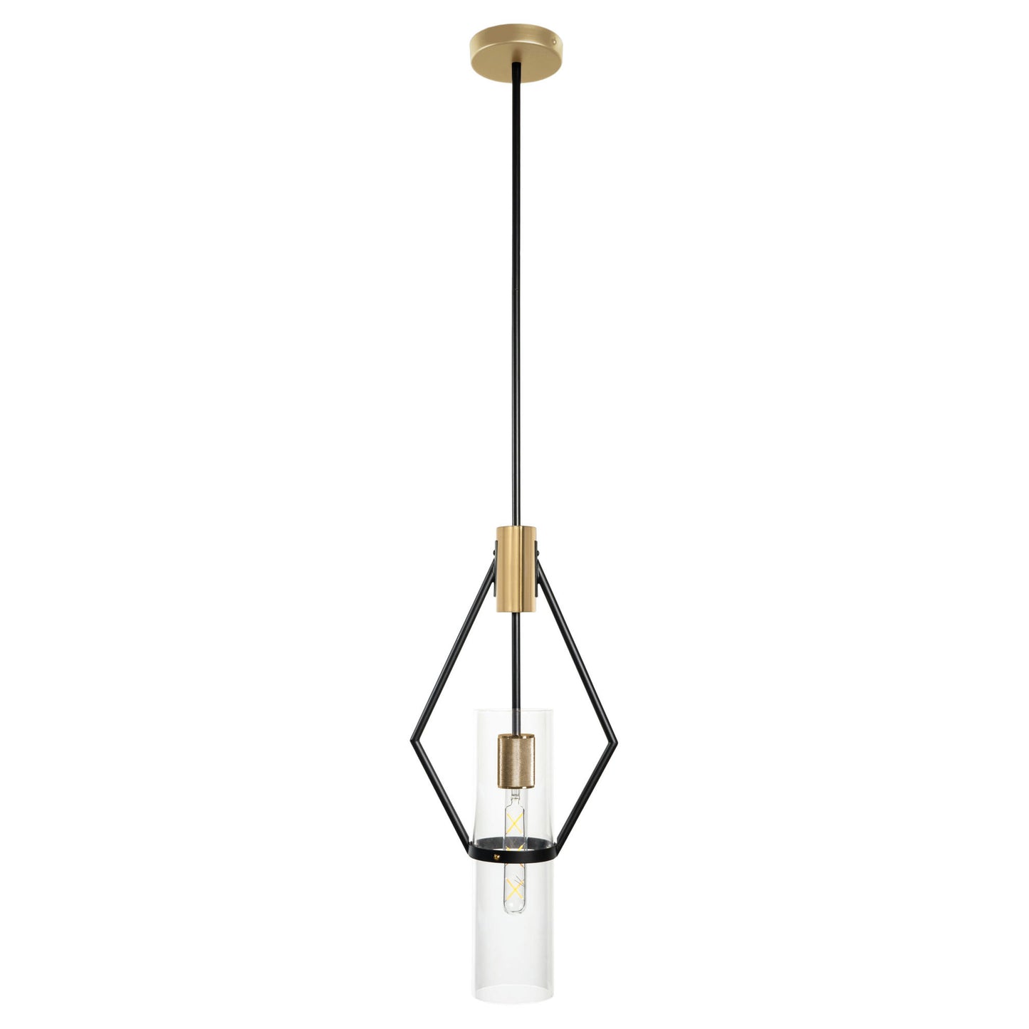 Everly Single Light Pendant Black And Brass