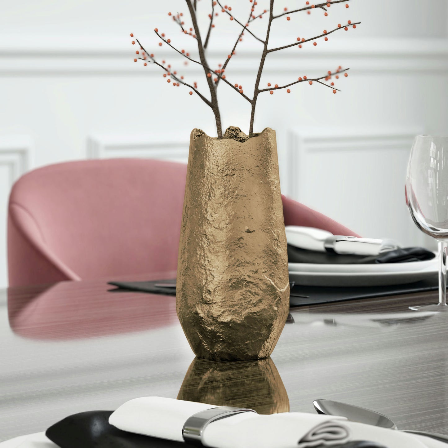 Samira 10" Metal Table Vase Small Gold