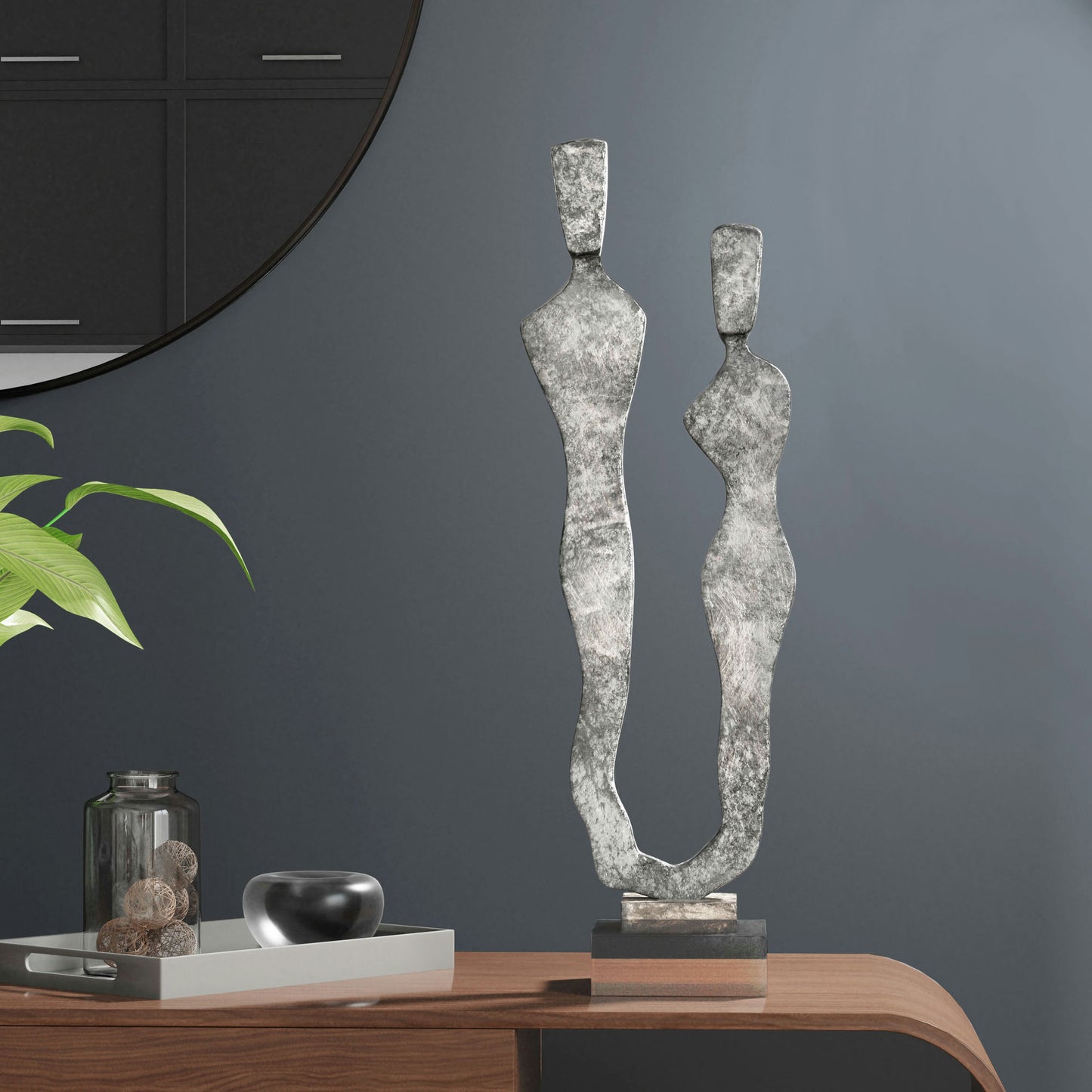 Silhouetted Figures Polystone Sculpture