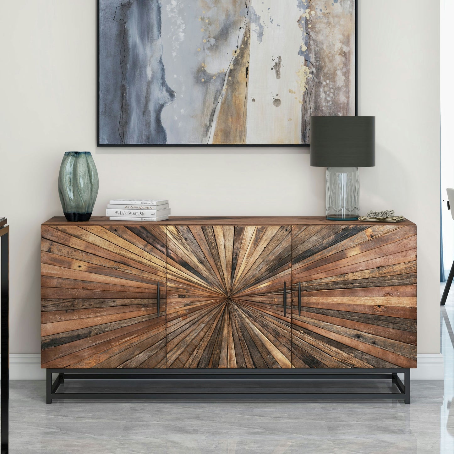 Preston 63" Wide 3 Door Reclaimed Wood Sideboard