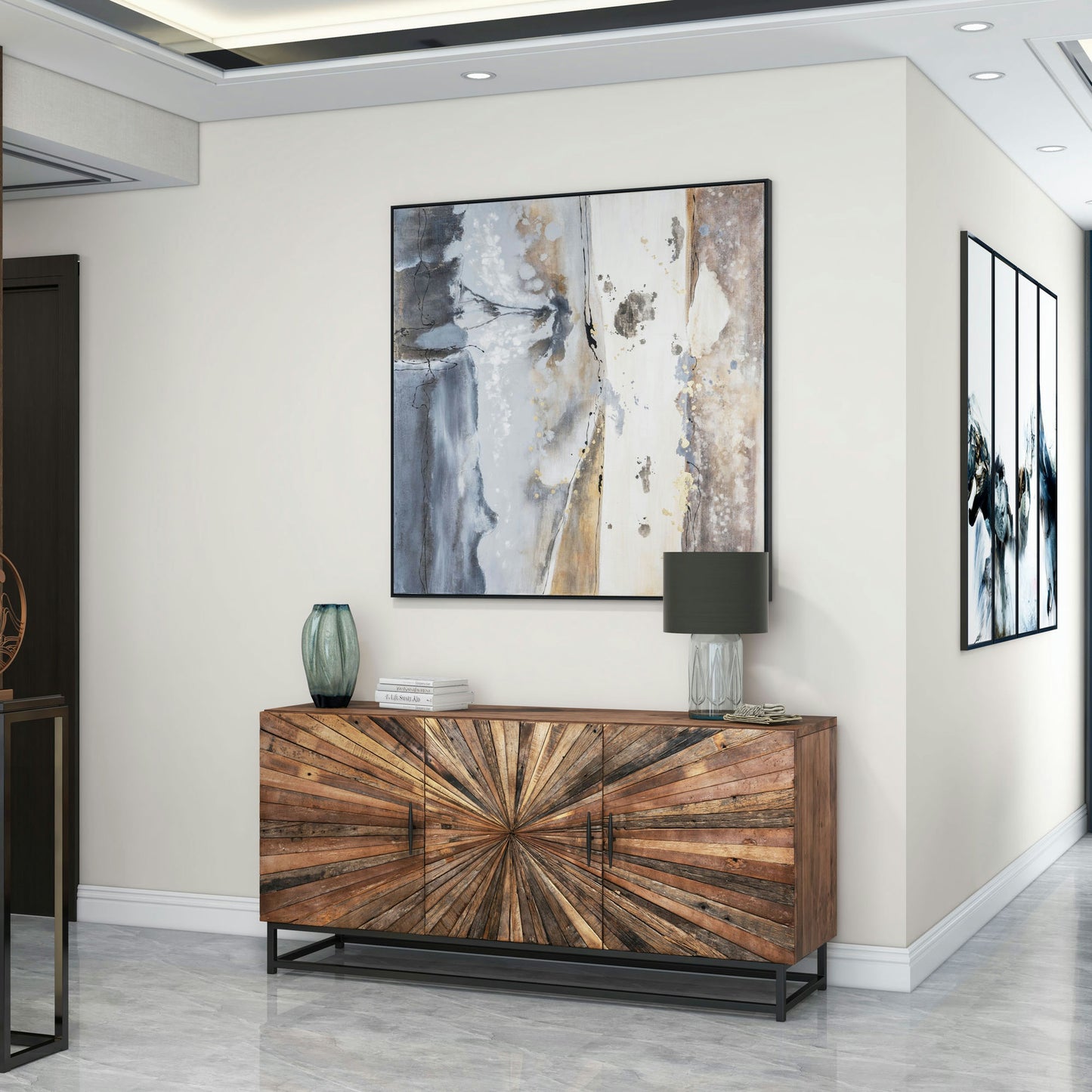 Preston 63" Wide 3 Door Reclaimed Wood Sideboard